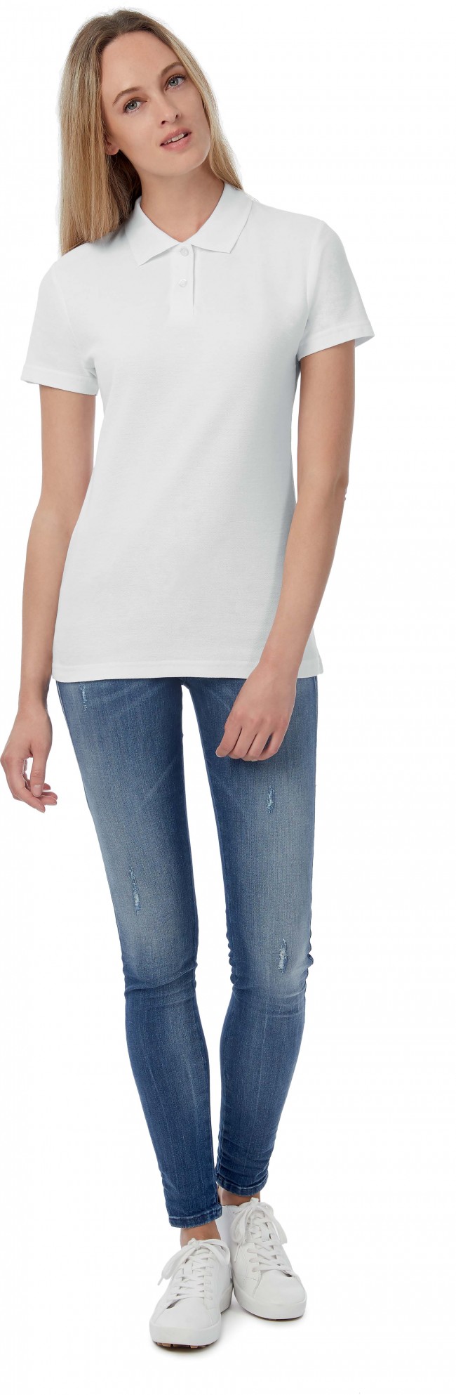 Polo personnalisé en vente avec de nombreux modèles et coloris disponibles chez Textile Direct Polo femme manches courtes ID.001 PWI11 - White en vente chez Textile Direct
