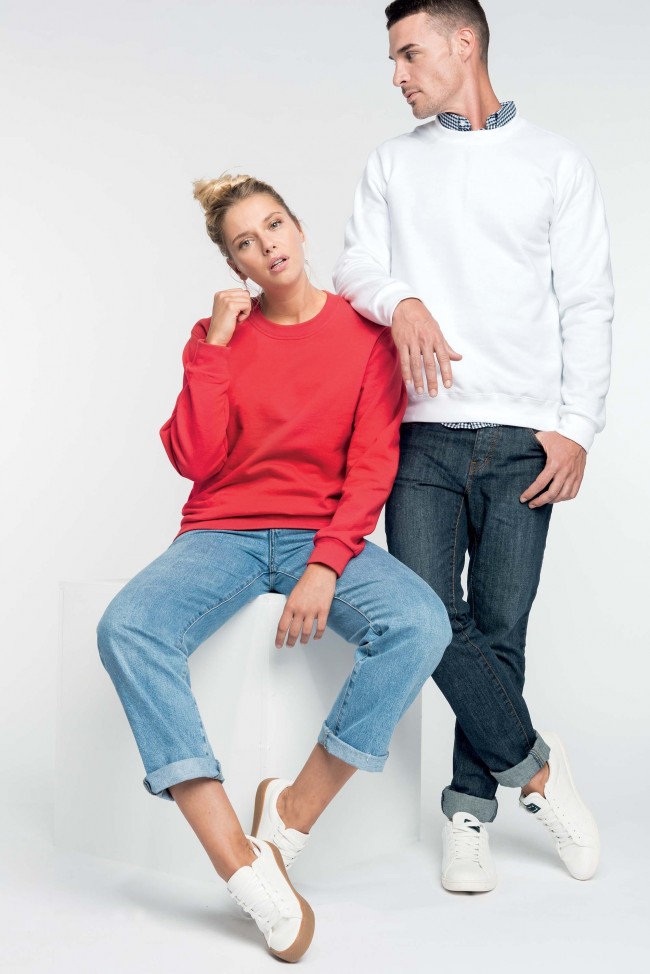 Sweat-shirt personnalisé en vente avec de nombreux modèles et coloris disponibles chez Textile Direct Sweat-shirt unisexe col rond K474 - White
