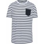 T-shirt rayé marin avec poche manches courtes Striped White / Navy - S
