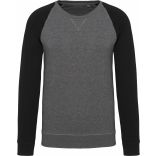 Sweat-shirt BIO bicolore col rond manches raglan homme Grey Heather / Black - S