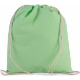 Petit sac à dos en coton bio avec cordelettes Pistachio Green