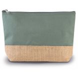 Pochette en toiles de coton et jute Dusty Light Green / Natural