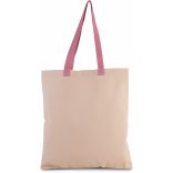 Sac shopping plat en toile avec poignées contrastées Natural / Dark Pink