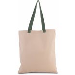 Sac shopping plat en toile avec poignées contrastées Natural / Dusty Light Green