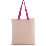 Sac shopping plat en toile avec poignées contrastées Natural / Magenta