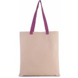 Sac shopping plat en toile avec poignées contrastées Natural / Radiant Orchid