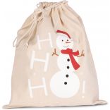 Sac coton à cordon motif bonhomme de neige Natural