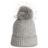 Bonnet femme à pompon Glacier Grey Heather