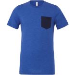 T-shirt homme manches courtes avec poche BE3021 - Heather True Royal / Navy