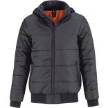 Doudoune Homme à capuche amovible Superhood JM940 - Dark Grey / Neon Orange