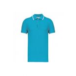 Polo manches courtes avec liserés K245 - Light Turquoise / White / Navy