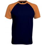 T-shirt bicolore manches courtes baseball K330 - Navy / Orange