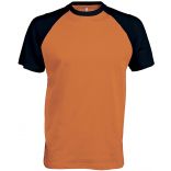 T-shirt bicolore manches courtes baseball K330 - Orange / Black