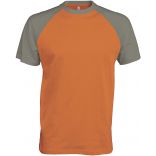 T-shirt bicolore manches courtes baseball K330 - Orange / Light Grey