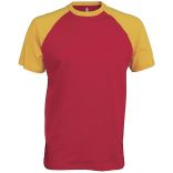 T-shirt bicolore manches courtes baseball K330 - Red / Yellow