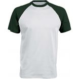 T-shirt bicolore manches courtes baseball K330 - White / Forest Green