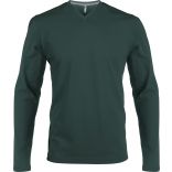 T-shirt homme manches longues col V K358 - Forest Green