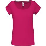 T-shirt femme col bateau manches courtes K384 - Fuchsia