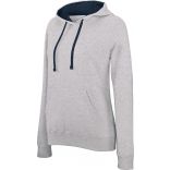 Sweatshirt femme capuche contrastée K465 - Oxford Grey / Navy 