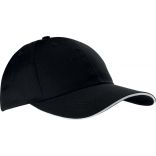 Casquette Polycoton 6 panneaux KP126 - Black / White-One Size
