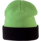 Bonnet enfant bicolore avec revers KP522 - Lime / Black