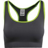 Brassière sport sans couture PA001 - Storm Grey / Fluorescent Yellow
