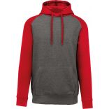 Sweat-shirt capuche bicolore enfant Grey Heather / Sporty Red - 6/8