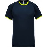 T-shirt polyester performance PA406 - Navy Heather / Fluorescent Yellow