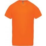 T-shirt homme polyester col V manches courtes PA476 - Fluorescent Orange