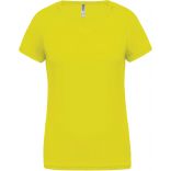 T-shirt femme polyester col V manches courtes PA477 - Fluorescent Yellow