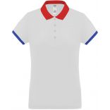 Polo femme piqué performance PA490 - White / Red / Sporty Royal Blue