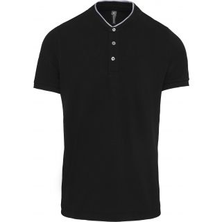 Polo col mao manches courtes homme Black / Oxford grey