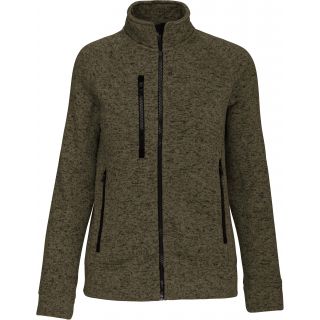 Veste zippée chinée femme Dark Khaki Melange