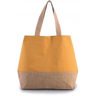 Sac shopping en toiles de coton & jute Cumin Yellow / Natural