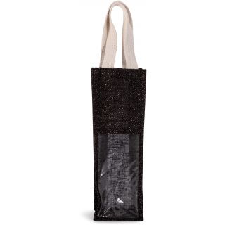 Sac porte bouteille en jute Black / Silver