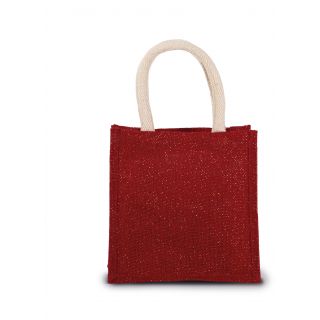 Sac style cabas en toile de jute - petit modèle Cherry Red / Gold