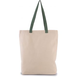 Sac shopping à soufflet avec poignées contrastées Natural / Dusty Light Green