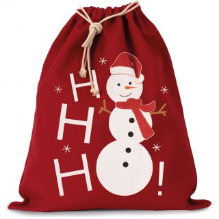 Sac coton à cordon motif bonhomme de neige Cherry Red