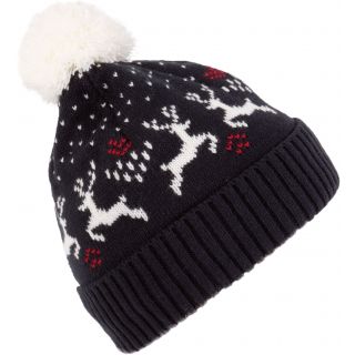 Bonnet Hiver avec motifs rennes Night Navy / Natural