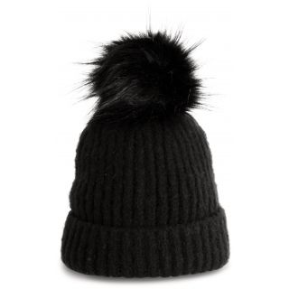 Bonnet femme à pompon Black