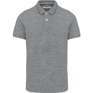 Polo vintage manches courtes homme Slub Grey Heather