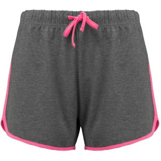 Short de sport femme PA1021 - Grey Heather / Fluo Pink