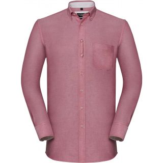 Chemise homme manches longues OXFORD lavée RU920M - Oxford Red / Cream
