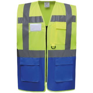 Gilet multifonction haute visibilité Hi Vis Yellow / Royal Blue