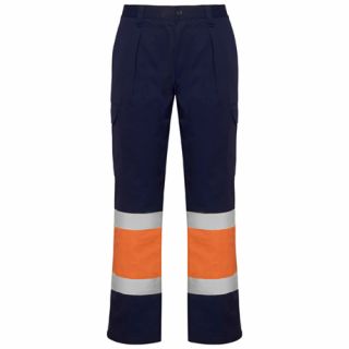 Pantalon haute visibilité multipoches d´hiver SOAN marine/orange fluo