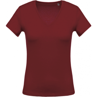 T-shirt femme col V manches courtes K390 - Wine