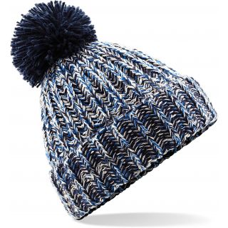 Bonnet à pompon en maille torsadée - Navy Twist