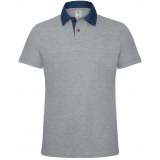 Polo homme DNM Forward PMD30 - Denim / Heather Grey