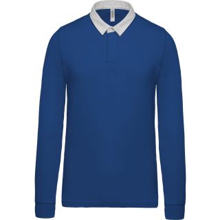 Polo enfant rugby K214 - Light Royal Blue / White