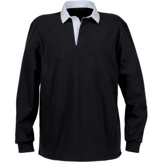 Polo homme rugby uni col blanc K217 - Black
